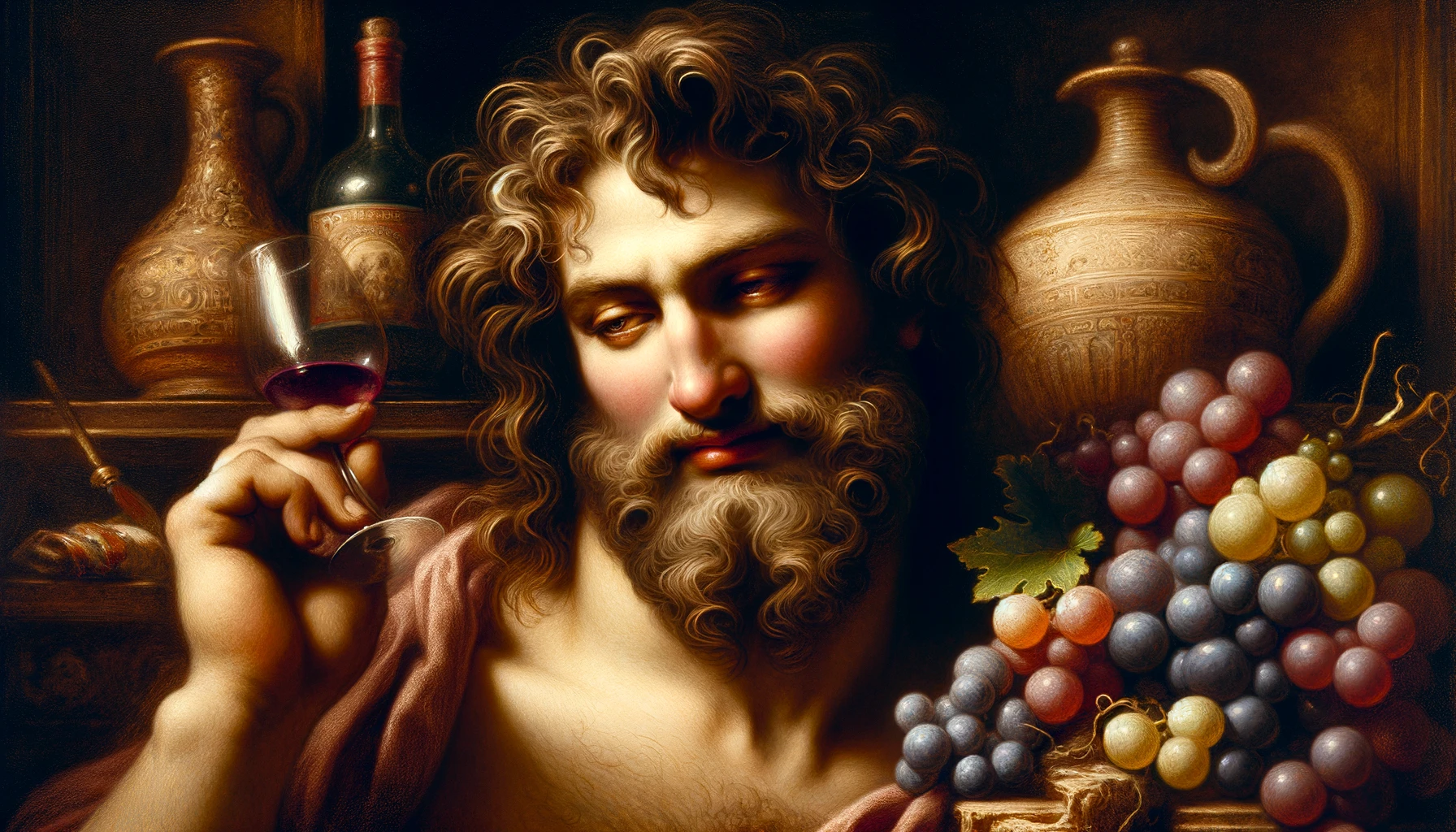 A portrait of Dionysus, the god of wine